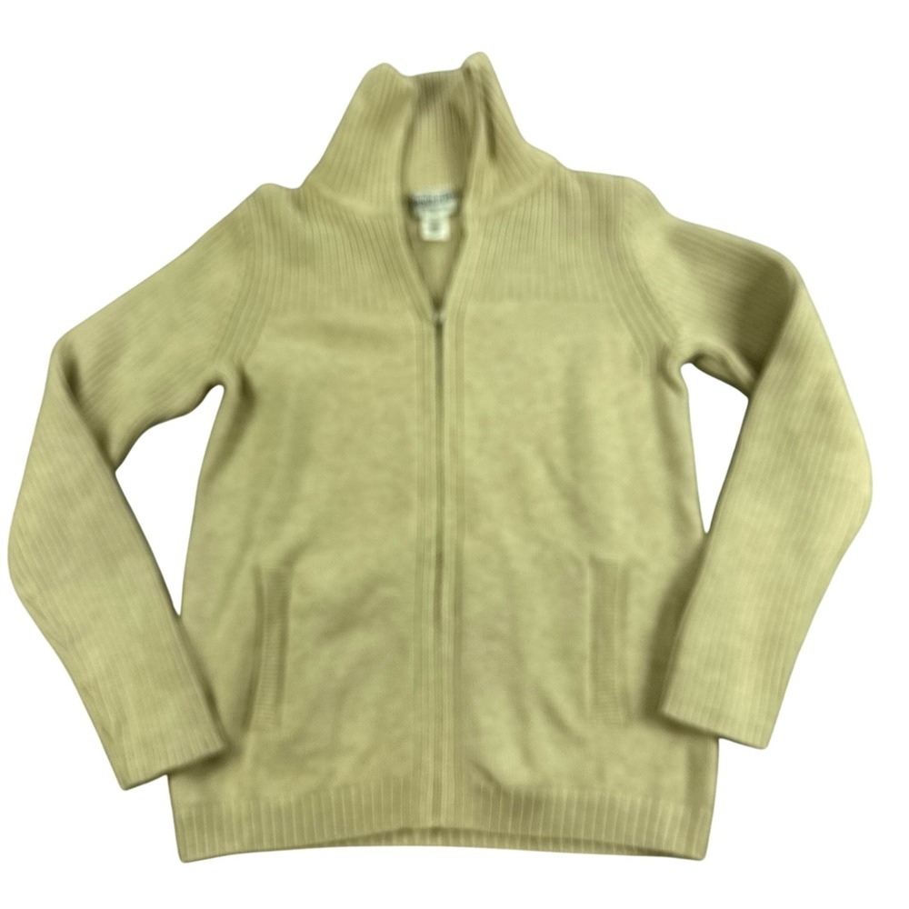 Pendleton Sweater Mens Small Tall‎ Beige Full Zip Mock Neck Knit Pockets Stretch
